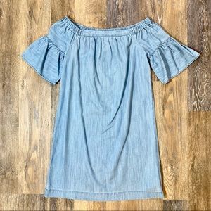 Madewell Azalea Denim Off Shoulder Dress